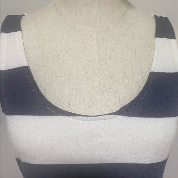 Anthropology THYME & HONEY NAVY BLUE & WHITE STRIPED MAXI LINED DRESS EUC SZ M - Picture 4 of 8